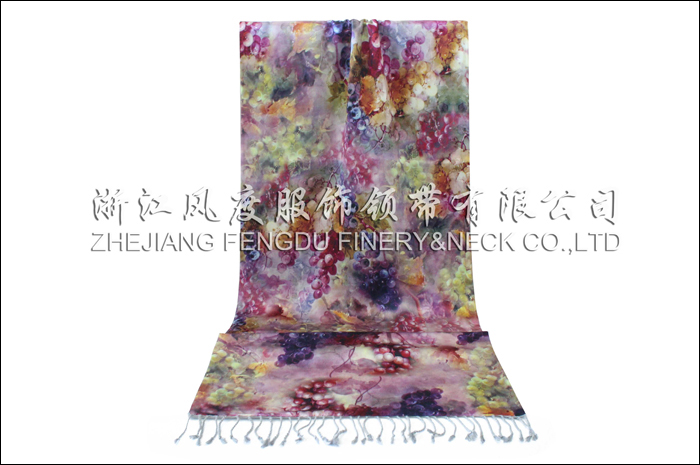 印花真絲絨底雙層披肩